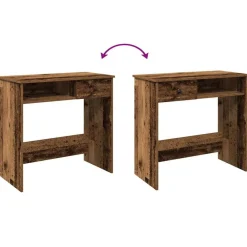 vidaXL Escritorio de madera ingeniería madera envejecida 80x40x75 cm Madera antigua Discount