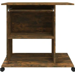vidaXL Escritorio de madera contrachapada 80x50x75 cm Roble ahumado