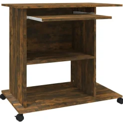 vidaXL Escritorio de madera contrachapada 80x50x75 cm Roble ahumado