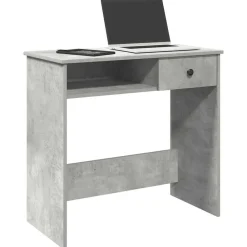 vidaXL Mobiliario De Oficina-Escritorio de madera contrachapada gris hormigón 80x40x75 cm