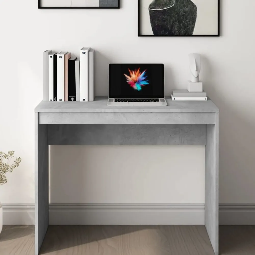 vidaXL Escritorio de madera contrachapada gris hormigón 90x40x72 cm Gris hormigón Best