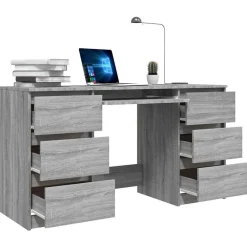 vidaXL Escritorio de madera contrachapada 140x50x77 cm Gris sonoma Sale
