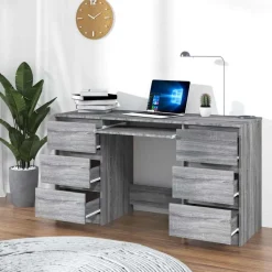 vidaXL Escritorio de madera contrachapada 140x50x77 cm Gris sonoma Sale