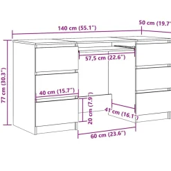 vidaXL Escritorio de madera contrachapada 140x50x77 cm Gris sonoma Sale