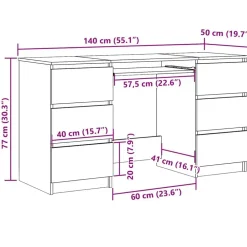vidaXL Escritorio de madera contrachapada 140x50x77 cm Blanco Sale