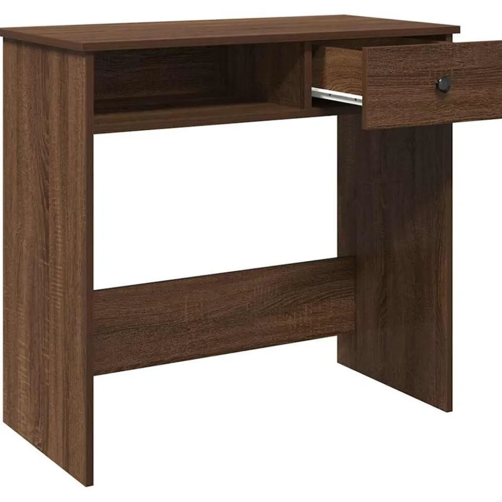 vidaXL Mobiliario De Oficina-Escritorio de madera de ingeniería roble marrón 80x40x75 cm