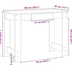 vidaXL Escritorio de madera contrachapada 100x45x75 cm Negro Sale
