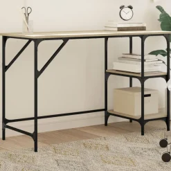 vidaXL Mobiliario De Oficina-Escritorio de metal y madera de ingeniería Sonoma 120x50x75 cm