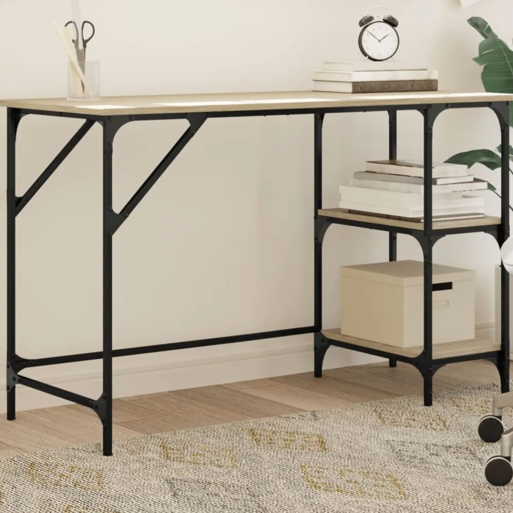 vidaXL Mobiliario De Oficina-Escritorio de metal y madera de ingeniería Sonoma 120x50x75 cm