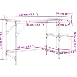 vidaXL Mobiliario De Oficina-Escritorio de metal y madera de ingeniería Sonoma 120x50x75 cm