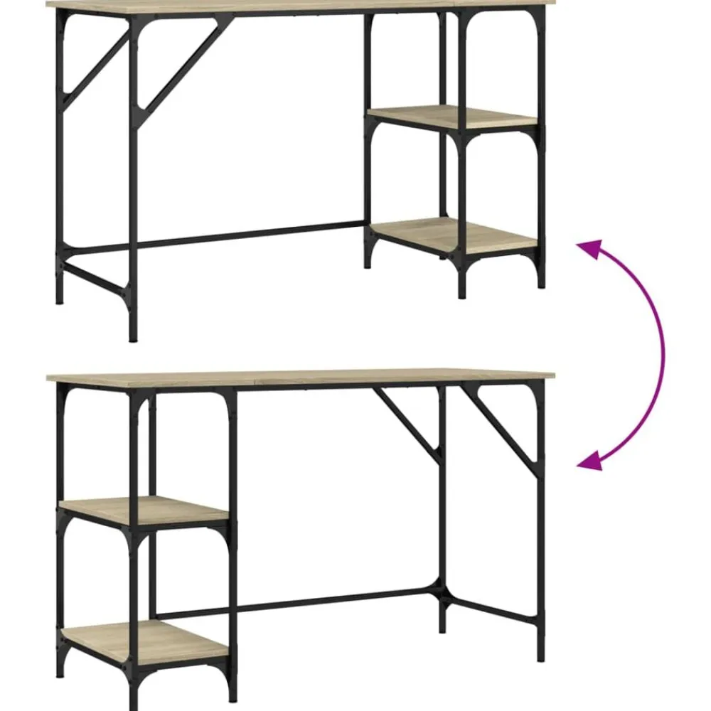 vidaXL Mobiliario De Oficina-Escritorio de metal y madera de ingeniería Sonoma 120x50x75 cm