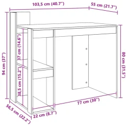 vidaXL Escritorio de oficina madera ingeniería 103,5x56,5x94 cm Blanco Best