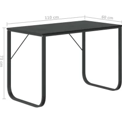 vidaXL Escritorio de ordenador madera de ingeniería 110x60x73 cm Negro Clearance