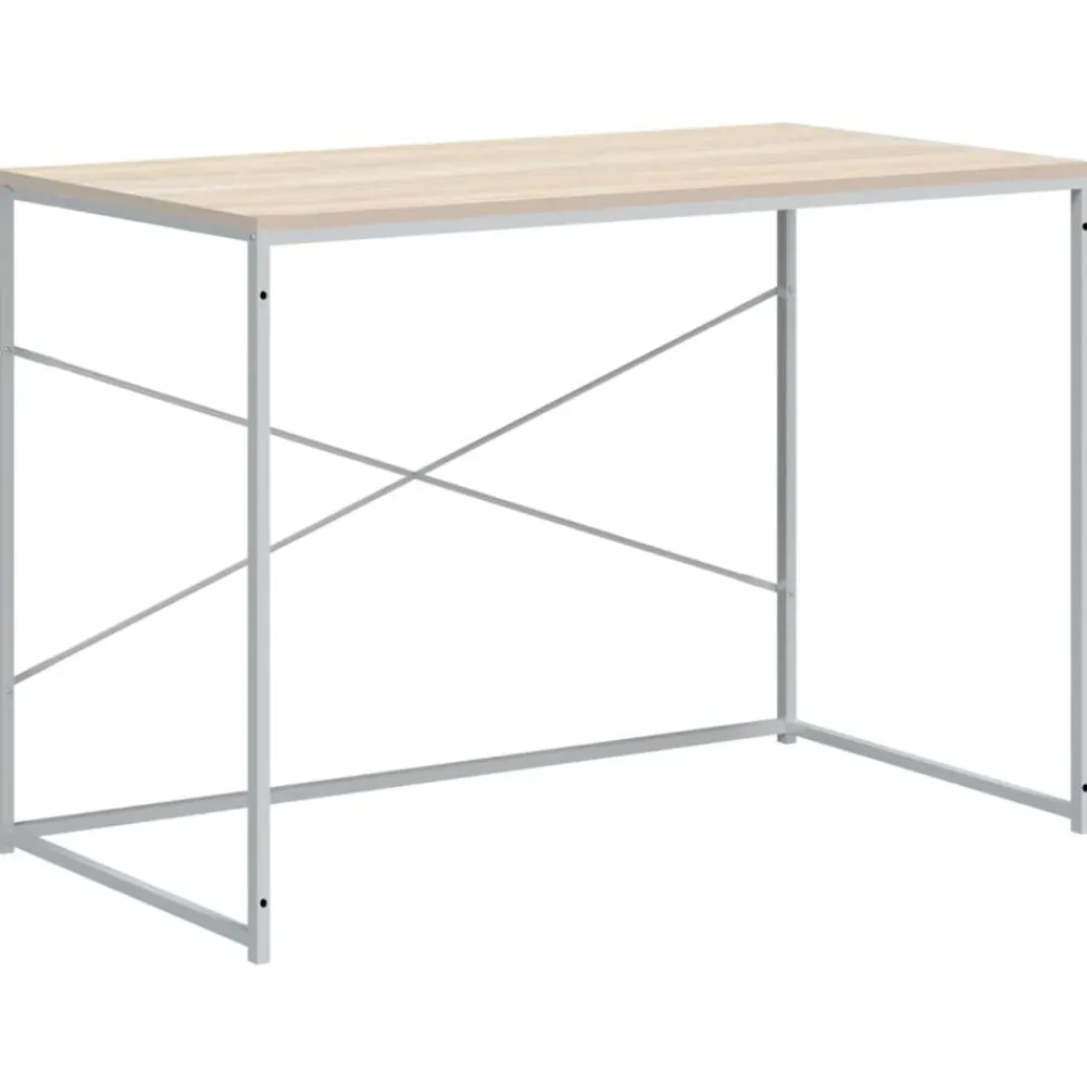 vidaXL Escritorio de ordenador madera de ingeniería blanco y roble Best