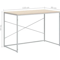 vidaXL Escritorio de ordenador madera de ingeniería blanco y roble Best