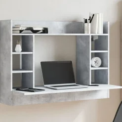 vidaXL Mobiliario De Oficina-Escritorio de pared madera ingeniería gris hormigón 105x48x75cm