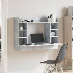 vidaXL Mobiliario De Oficina-Escritorio de pared madera ingeniería gris hormigón 105x48x75cm