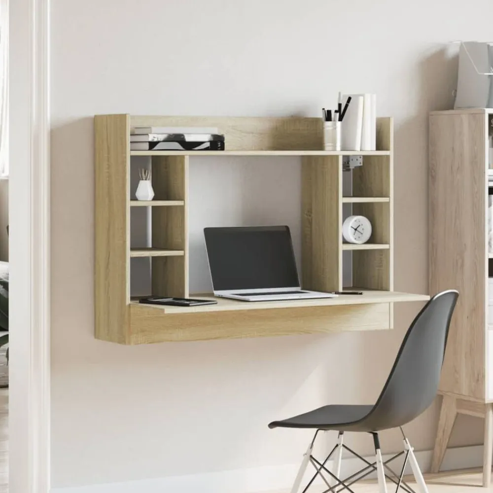 vidaXL Mobiliario De Oficina-Escritorio de pared madera ingeniería 105x48x75 cm