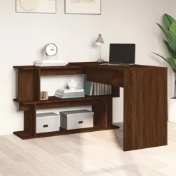 vidaXL Escritorio esquina madera contrachapada color roble 200x50x76cm Marr&oacute;n roble Discount