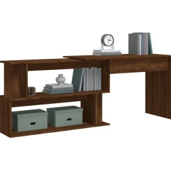 vidaXL Escritorio esquina madera contrachapada color roble 200x50x76cm Marr&oacute;n roble Discount