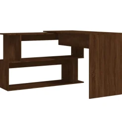 vidaXL Escritorio esquina madera contrachapada color roble 200x50x76cm Marr&oacute;n roble Discount