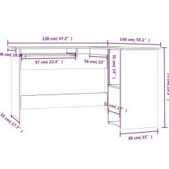 vidaXL Escritorio esquina madera contrachapada roble humo 120x140x75cm Roble ahumado Outlet