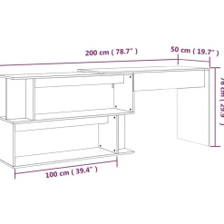 vidaXL Mobiliario De Oficina-Escritorio esquina madera contrachapada 200x50x76cm