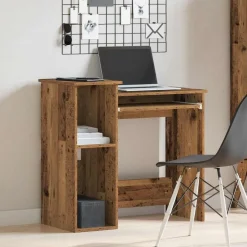vidaXL Escritorio estantes madera ingeniería envejecida 84x40x78 cm Madera antigua Clearance