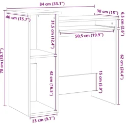 vidaXL Escritorio estantes madera ingeniería envejecida 84x40x78 cm Madera antigua Clearance