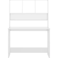 vidaXL Mobiliario De Oficina-Escritorio estantes contrachapada blanco brillo 110x45x157cm