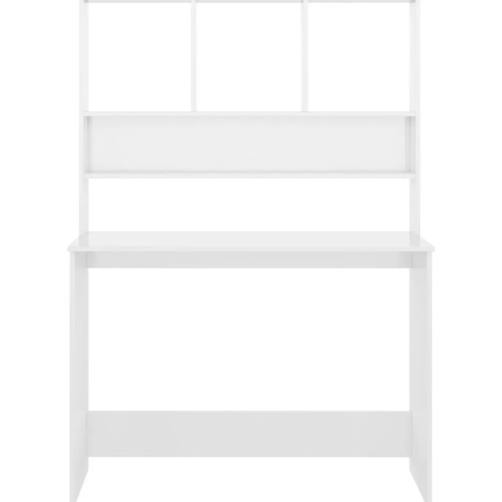 vidaXL Mobiliario De Oficina-Escritorio estantes contrachapada blanco brillo 110x45x157cm