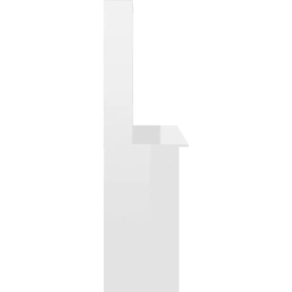 vidaXL Mobiliario De Oficina-Escritorio estantes contrachapada blanco brillo 110x45x157cm