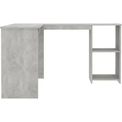 vidaXL Escritorio forma de L contrachapada gris hormigón 120x140x75 cm Gris hormigón Online