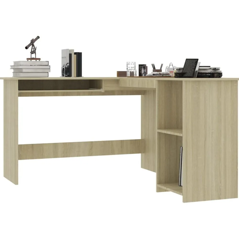 vidaXL Mobiliario De Oficina-Escritorio forma de L madera contrachapada roble 120x140x75 cm