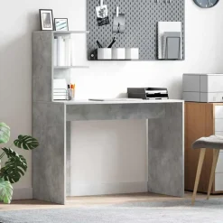 vidaXL Mobiliario De Oficina-Escritorio Gris Concreto 102 x 50 x 124 cm Madera de ingeniería