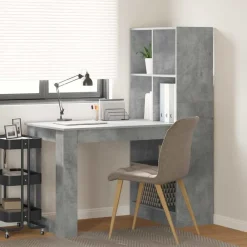 vidaXL Mobiliario De Oficina-Escritorio Gris Concreto 122 x 67 x 145 cm Madera de ingeniería