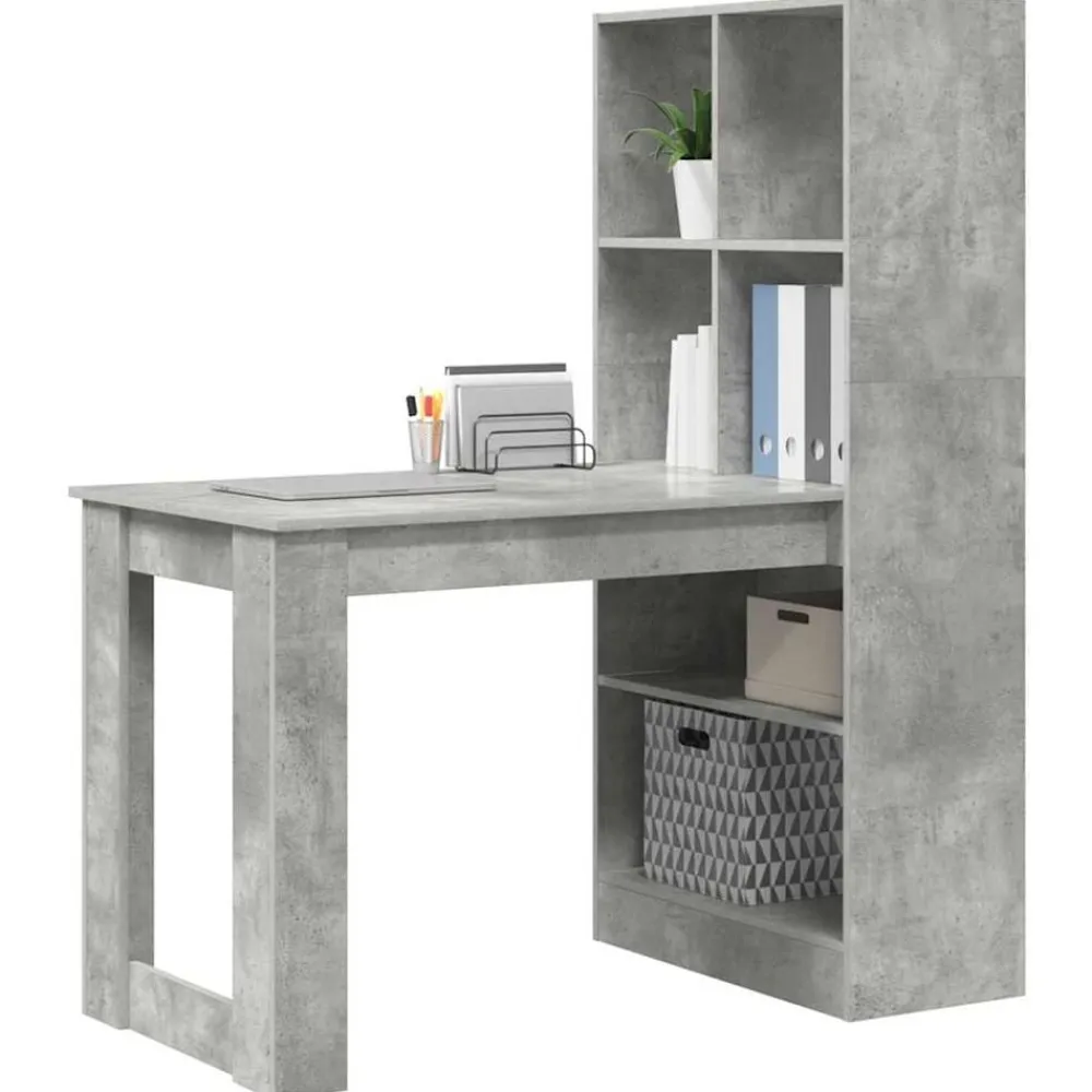 vidaXL Mobiliario De Oficina-Escritorio Gris Concreto 122 x 67 x 145 cm Madera de ingeniería