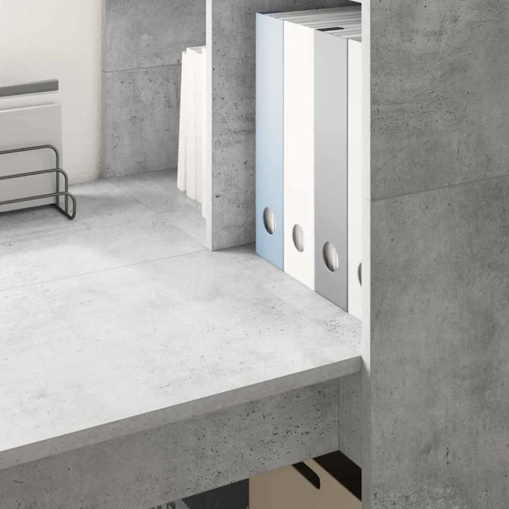 vidaXL Mobiliario De Oficina-Escritorio Gris Concreto 122 x 67 x 145 cm Madera de ingeniería