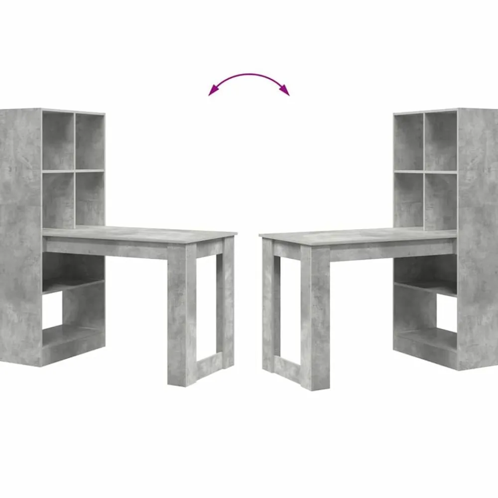 vidaXL Mobiliario De Oficina-Escritorio Gris Concreto 122 x 67 x 145 cm Madera de ingeniería