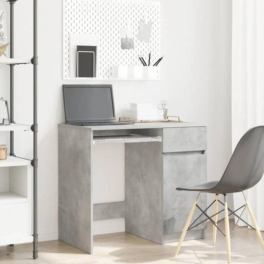 vidaXL Escritorio gris hormigón 86x49x76 cm madera de ingeniería Gris hormigón Discount