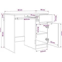 vidaXL Escritorio gris hormigón 86x49x76 cm madera de ingeniería Gris hormigón Discount