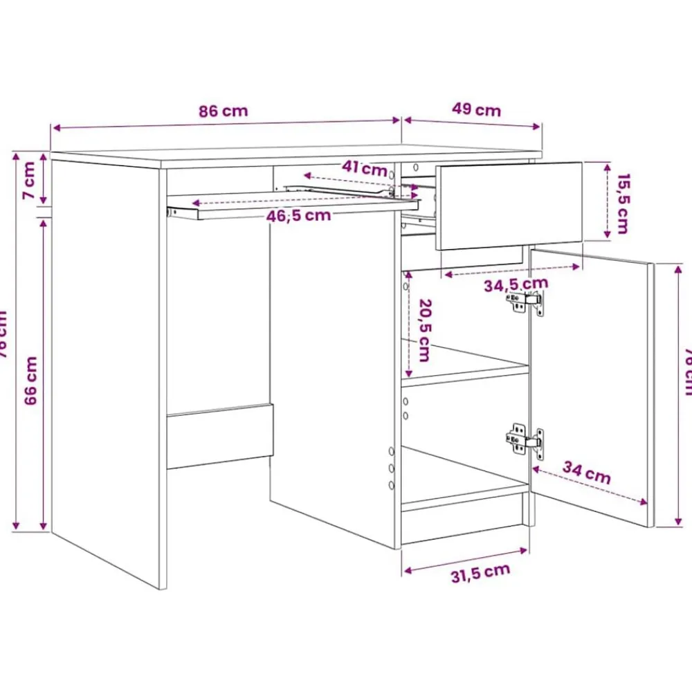 vidaXL Escritorio gris hormigón 86x49x76 cm madera de ingeniería Gris hormigón Discount