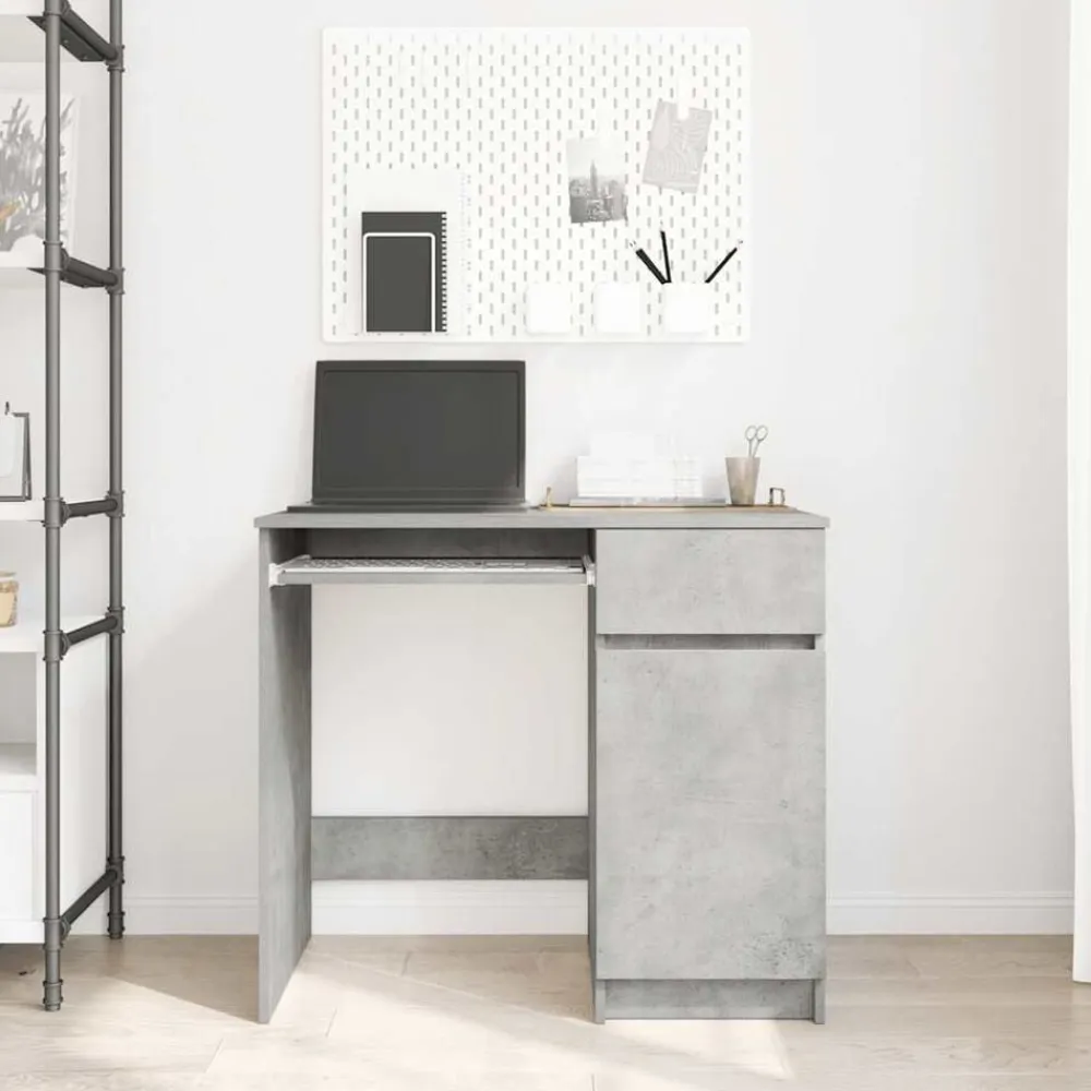 vidaXL Escritorio gris hormigón 86x49x76 cm madera de ingeniería Gris hormigón Discount