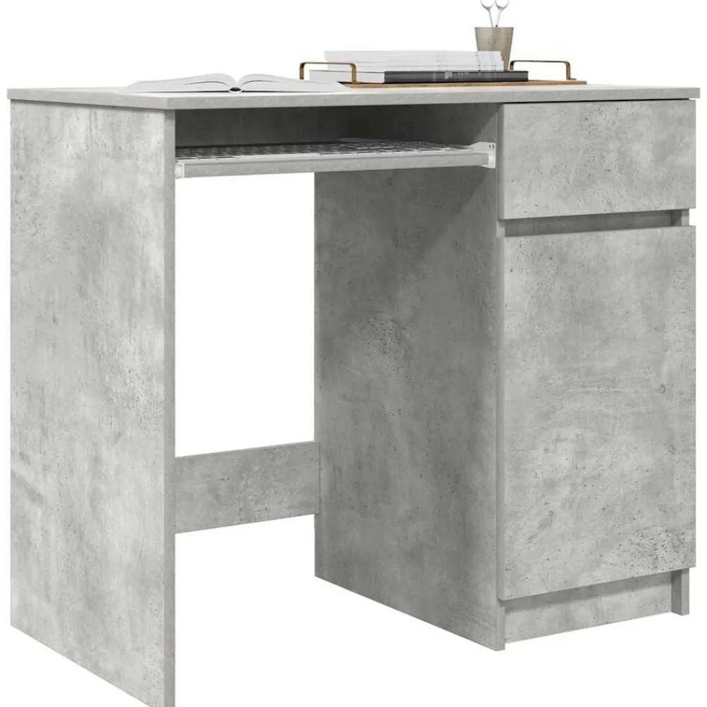 vidaXL Escritorio gris hormigón 86x49x76 cm madera de ingeniería Gris hormigón Discount