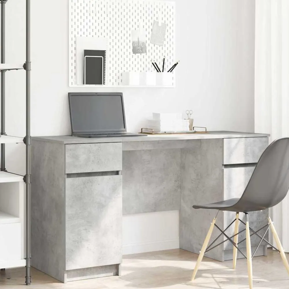 vidaXL Escritorio Gris hormigón 140 x 49 x 76 cm Madera contrachapada Gris hormigón Hot