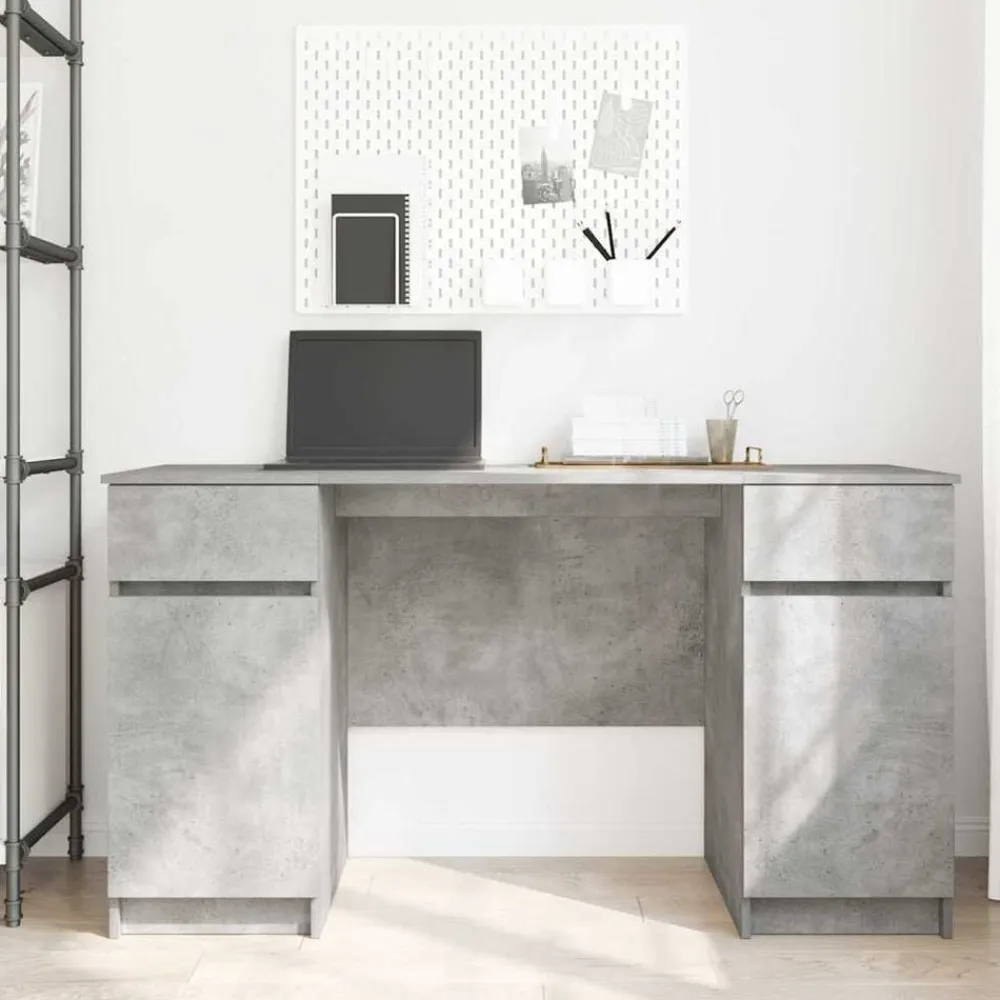 vidaXL Escritorio Gris hormigón 140 x 49 x 76 cm Madera contrachapada Gris hormigón Hot
