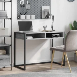vidaXL Escritorio 100 x 50 x 75 cm Madera contrachapada Gris sonoma New