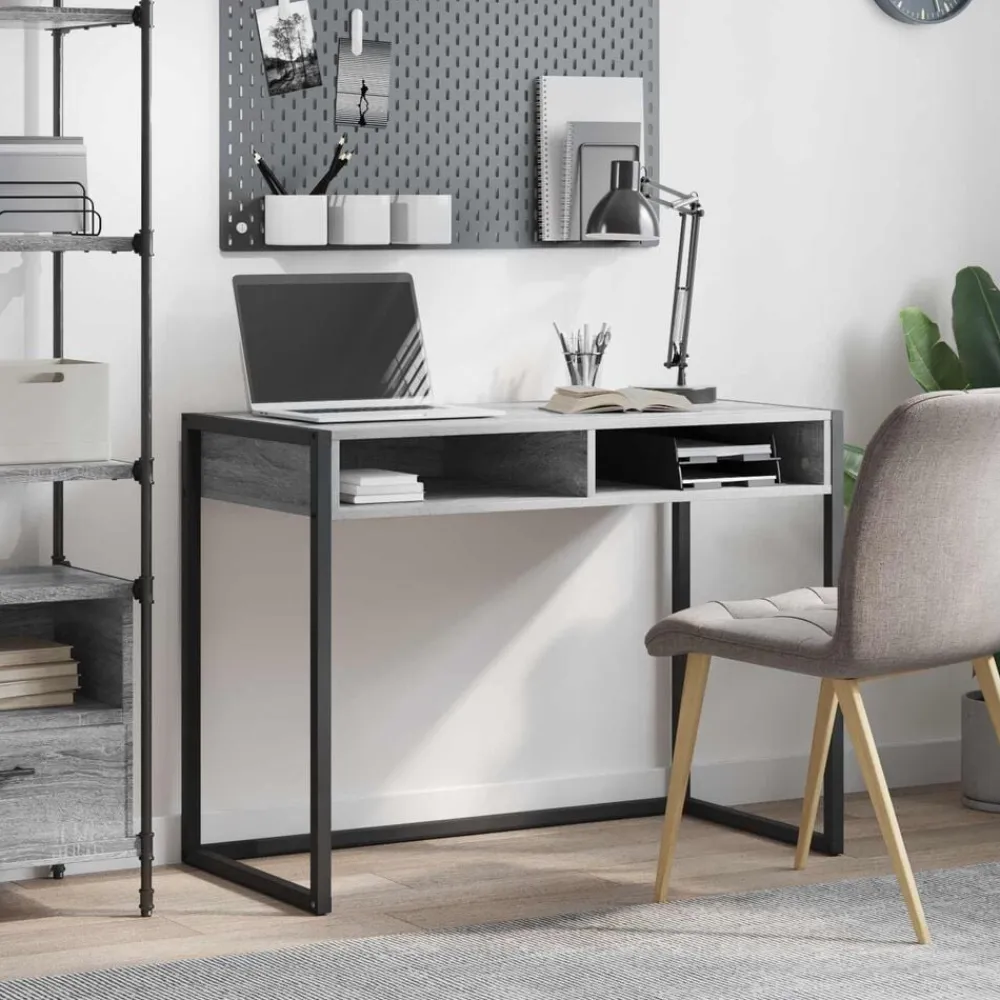 vidaXL Escritorio 100 x 50 x 75 cm Madera contrachapada Gris sonoma New