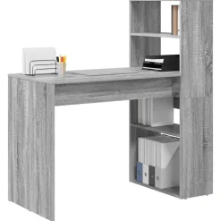 vidaXL Escritorio 113 x 54 x 120 cm Madera de ingeniería Gris sonoma Sale