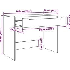 vidaXL Escritorio 100 x 50 x 78 cm Madera de ingeniería Gris Sonoma Hot